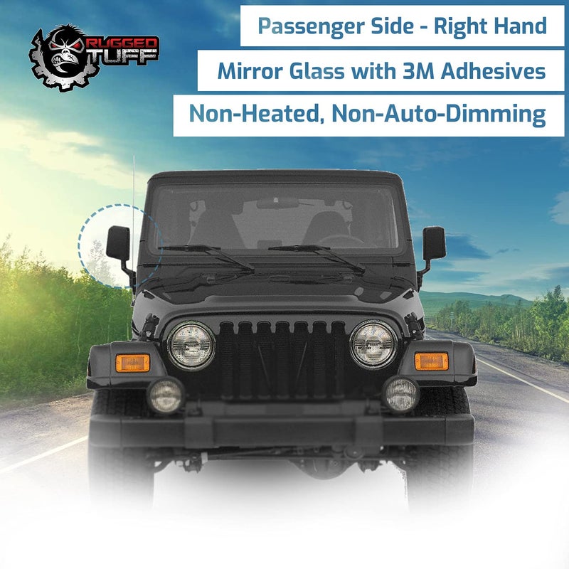 Rugged TUFF exactafit 8100R Passenger Side Mirror Glass Replacement Repair Compatible With 1987-2002 Jeep Wrangler, 1997-2002 Jeep TJ - Image 5